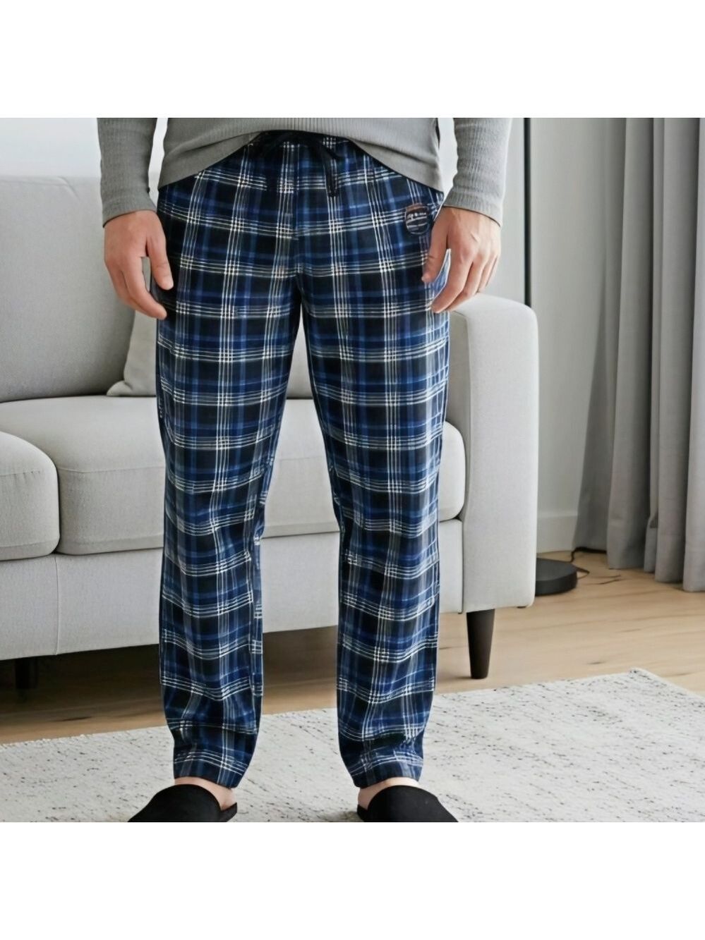 Nautica Men's Navy Plaid Pajama Pants Medium #PJ8